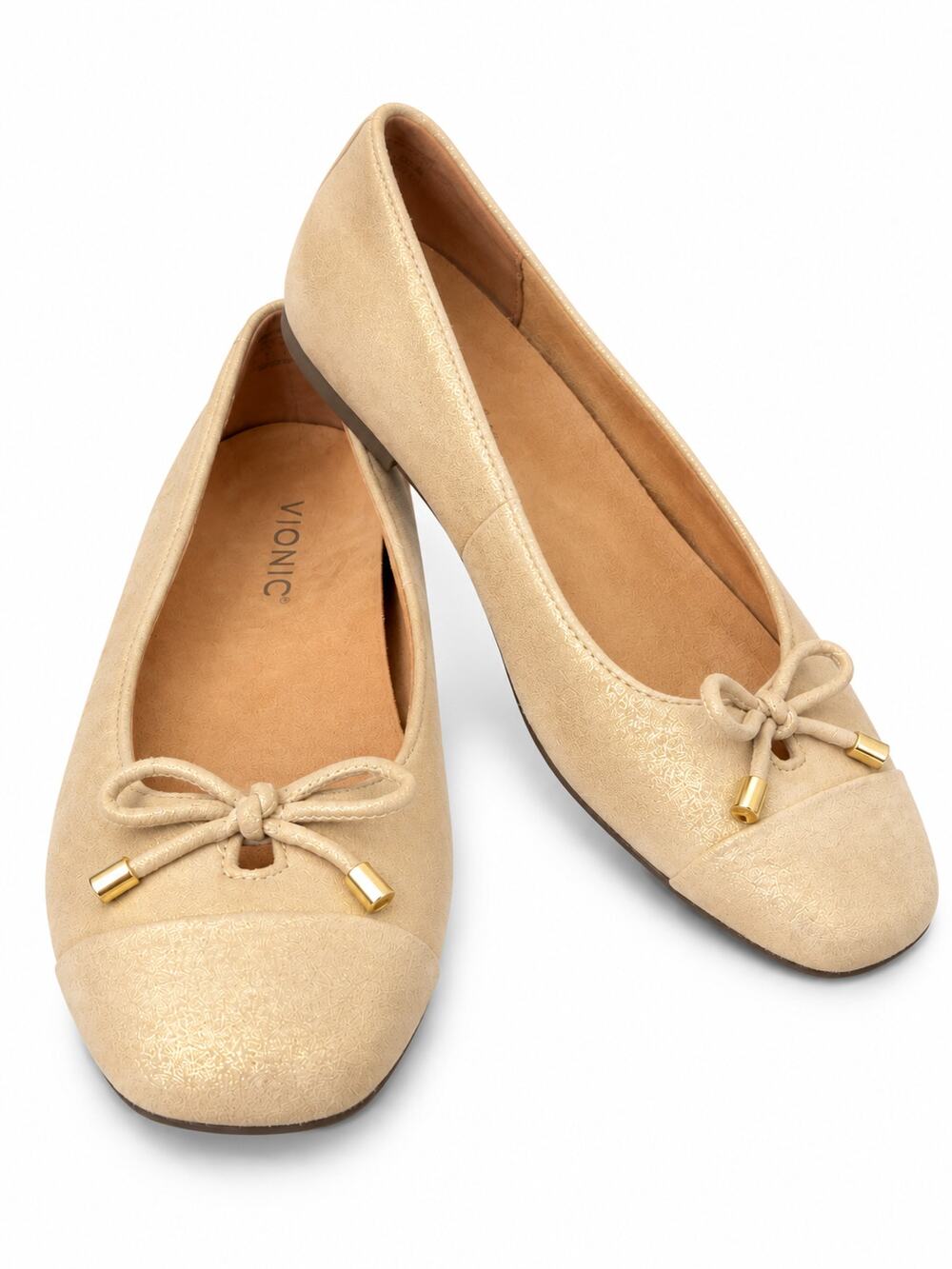 Vionic Klara Size 8.5 Champagne Gold Ballet Flats | Classic Preppy Quiet Luxury
